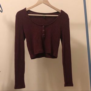 Wild Fable Maroon Knitted Crop Top